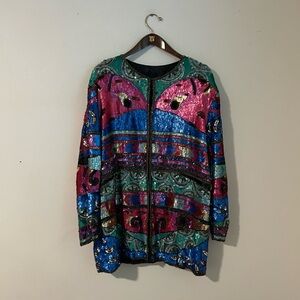 Colorful luxe Sequin silk Jacket